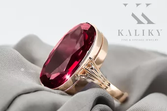 Каблучка Вінтаж прикраси Рубін Оригінальне вінтажне рожеве золото 14 карат vrc113r